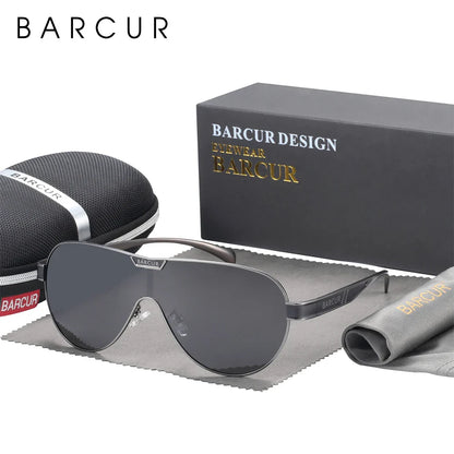 BARCUR Men's Polarized Sunglasses UV400 Protection Special-Shaped Eyewear for Men Stainless Steel Frame Eyeglasses Accessory