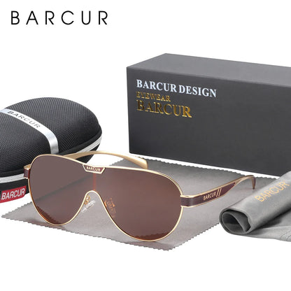 BARCUR Men's Polarized Sunglasses UV400 Protection Special-Shaped Eyewear for Men Stainless Steel Frame Eyeglasses Accessory