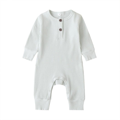 Infant Baby Boy Girl Cotton Romper Knitted Ribbed Jumpsuit Solid Clothes Warm Outfit For Kids