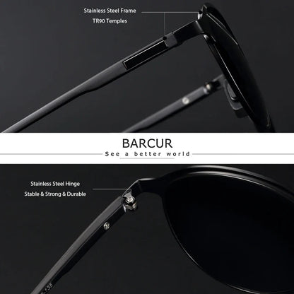BARCUR Trendy Sunglasses Women’s Polarized Round Frame – Timeless Fashionable Sun Glasses for Driving Casual Wear – UV400 Protection Anti-Reflective Lenses