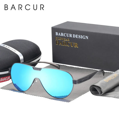 BARCUR Men's Polarized Sunglasses UV400 Protection Special-Shaped Eyewear for Men Stainless Steel Frame Eyeglasses Accessory