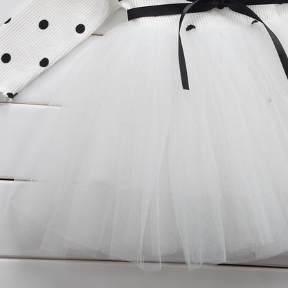 Princess Long sleeve Baby Girl Dress Newborn Infant Baby Girl Clothes WIth Bow And Dot Tutu Ball Gown Party Dresses Baby Kid Girl clothes In Elegant Style