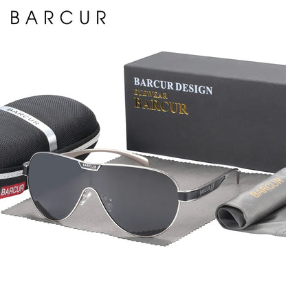 BARCUR Men's Polarized Sunglasses UV400 Protection Special-Shaped Eyewear for Men Stainless Steel Frame Eyeglasses Accessory
