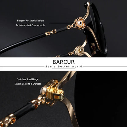 BARCUR Sunglasses Trendy Butterfly Design Fashion Women Sunglasses Polarized Lens Ladies Sun Glasses UV400 Protection for Hot Summer Days