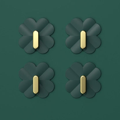 A Box of 4 Four-leaf Clover Hooks Punch-free Strong Sticky Bathroom Hook Light Luxury Household Wall Nail-free Key Storage Hook Cute Plastic Hooks Self-Adhesive Suitable Wall Bracket Self-Adhesive Hook Strong Adhesive Hanging on the Wall