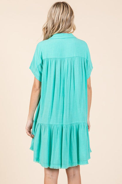 New Summer Linen Blend Button Down Shirt Mini Dress For Women – Fluttering, Casual, Timeless and Versatile Wardrobe Staple