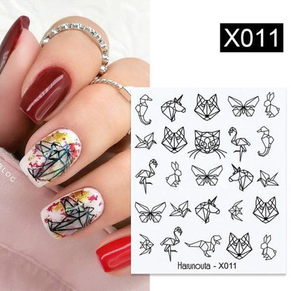 Abstract Lady Face Water Decals Fruit Flower Summer Leopard Alphabet Leaves Nail Stickers Water Black Leaf Sliders Marble Nail Art Stickers Water Transfer Nail Decals Full Wraps Gradient Acrylic Nail Kits for Women Manicure Decoration