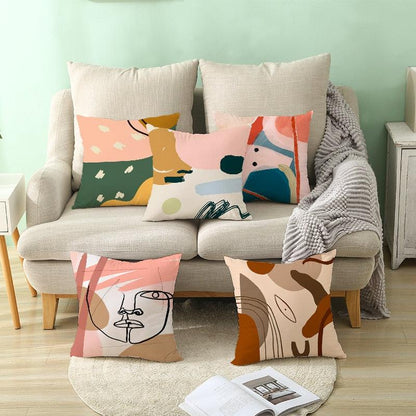 Abstract Line Drawing Cushion Case Modern Abstract Painting Pillow Case Beautiful Art Cushion Covers Art Sofa Pillows Case Livingroom Decorative Pillow 45x45CM