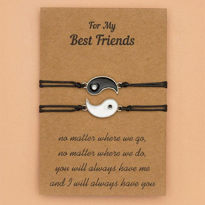 Adjustable Couple Bracelet For Friendship Relationship Girlfriend Best Charm Bracelets Rope Cord Bracelet Set Bangle For Couple Matching Puzzle Pendant Bracelet