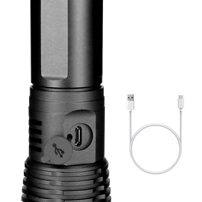 Adjustable Rechargeable Powerful Zoomable LED USB Flashlights High Lumens Powerful Tactical  Waterproof Super Bright  Flashlights Best For Camping Outdoor Hiking Running Riding