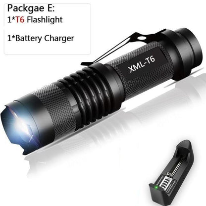Adjustable Rechargeable Water Resistant Super Bright Mini Handheld Flashlights LED Zoomable Flashlight For Camping Fishing  Bicycle Light Kids Indoor Outdoor Hiking