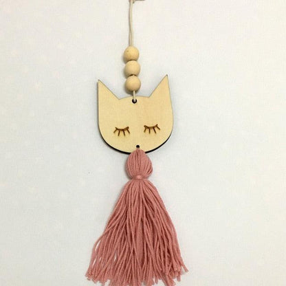 Adorable Sleepy Eye Eyelash Kids Room Decoration Crafts Wood  Wall Hanging Stars Decorative Beads Tassel Photography Props Gift For Kids Bedroom Decor Makeup Sticker For Girls Room Wall Art