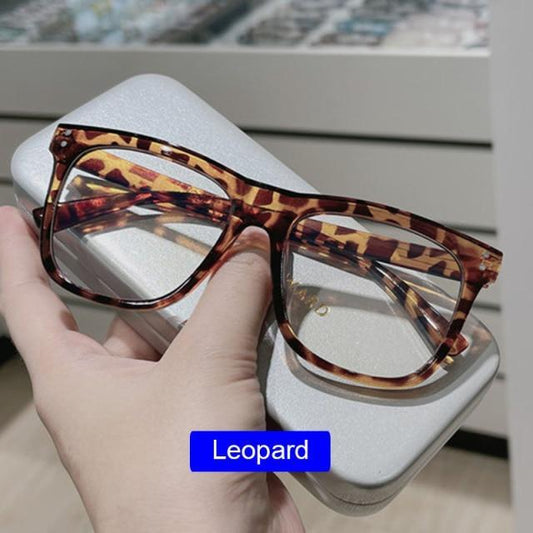 Anti Blue Light Glasses Frame Ladies Vintage Big Frame Myopia Eyeglasses Female Oversized Mirror Frames Blue Light Blocking Reading Glasses Spring Hinge Computer Readers For Women