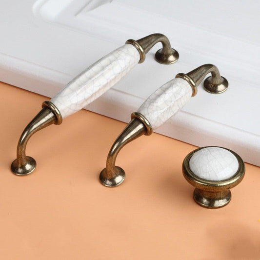 Antique Design Wardrobe Door Knobs Handles Marble Ceramic Cabinet Drawer Knobs European Style Furniture Hardware Vintage Cabinet Drawer Knobs Handles Pull For Cabinet Door Dresser Cupboard Closet Drawer Furniture