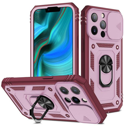 Armor Shockproof Phone Case For iPhone 13 12 11 Pro Max X XR XS Max 11 13 Pro Magnetic Ring Stand Holder Back Cover Slide Camera Cover & Kickstand Built-in 360° Rotate Ring Stand Magnetic Cover Case