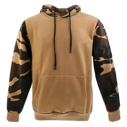 Army Green Men Military Hoodies Autumn Winter Hooded Sweatshirts Men's Pullover Hoodie Blend Fleece Long Sleeve Contrast Color Military Sweatshirt with Pocket