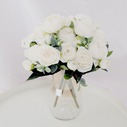 Artificial Flowers 1 Bouquet 9 heads Peony Tea Rose Autumn Silk Fake Flowers For Living Room Home Garden Wedding Decoration Artificial Silk Fake Flowers Rose Floral Decor Bouquet