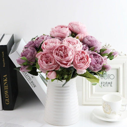 Artificial Roses Flowers Bundle Of Beautiful Silk Peony Bouquet For Home Wedding Party Scrapbook Decoration Accessories         Artificial Rose Flowers Bouquet Silk Flowers Rose for Home Bridal Wedding Party Festival Decor