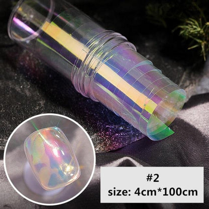 Aurora Nails Glass Foil Film Sticker Cellophane Paper Korean Nail Trend Design Ice Cube Manicure Accessories Heart Nail Art Stickers Glitter Decals Decoration Stickers Glitter Decals Love Nail Sequins Laser Heart Nail Supplies Sparkle Nail