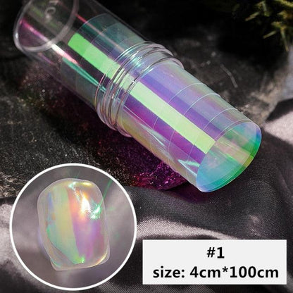 Aurora Nails Glass Foil Film Sticker Cellophane Paper Korean Nail Trend Design Ice Cube Manicure Accessories Heart Nail Art Stickers Glitter Decals Decoration Stickers Glitter Decals Love Nail Sequins Laser Heart Nail Supplies Sparkle Nail