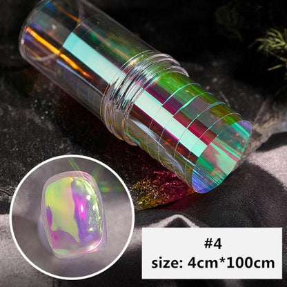 Aurora Nails Glass Foil Film Sticker Cellophane Paper Korean Nail Trend Design Ice Cube Manicure Accessories Heart Nail Art Stickers Glitter Decals Decoration Stickers Glitter Decals Love Nail Sequins Laser Heart Nail Supplies Sparkle Nail