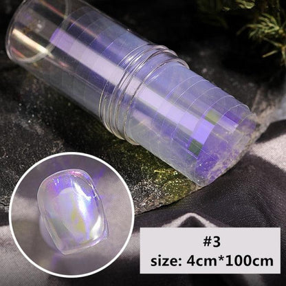 Aurora Nails Glass Foil Film Sticker Cellophane Paper Korean Nail Trend Design Ice Cube Manicure Accessories Heart Nail Art Stickers Glitter Decals Decoration Stickers Glitter Decals Love Nail Sequins Laser Heart Nail Supplies Sparkle Nail