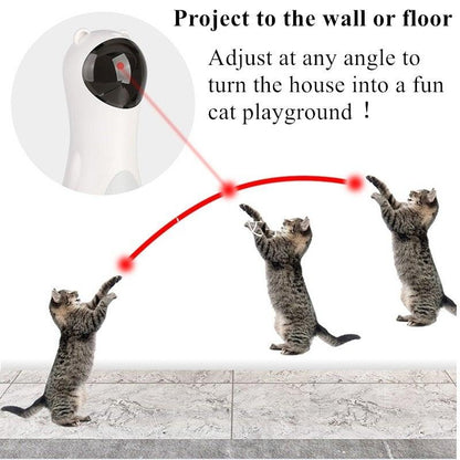 Automatic Cat Toys Teaser Interactive Smart Teasing Pet LED Laser Funny Handheld Mode Electronic Pet USB Charge Toys for Indoor Pet Auto On Off Silent Chase Laser Light Random Speed Pattern Active Cat Toys Hunting Exercise