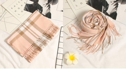 Autumn Winter Luxury Soft Men's Plaid Lightweight Scarf Elegant Thicken Wrap Shawl Ladies Lightweight Escharpe Soft Wool Elegant Neckwear Cashmere Scarf Long Thick Warm Unisex For Women Men