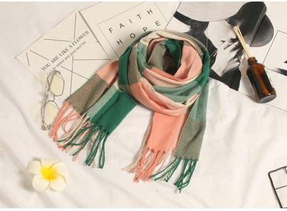 Autumn Winter Luxury Soft Men's Plaid Lightweight Scarf Elegant Thicken Wrap Shawl Ladies Lightweight Escharpe Soft Wool Elegant Neckwear Cashmere Scarf Long Thick Warm Unisex For Women Men