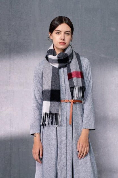 Autumn Winter Super Soft Hijab Classic Cashmere Tartan Lightweight Pure Wool Plaid Scarf Women's Shawls Elegant Thickened To Keep Warm For Women