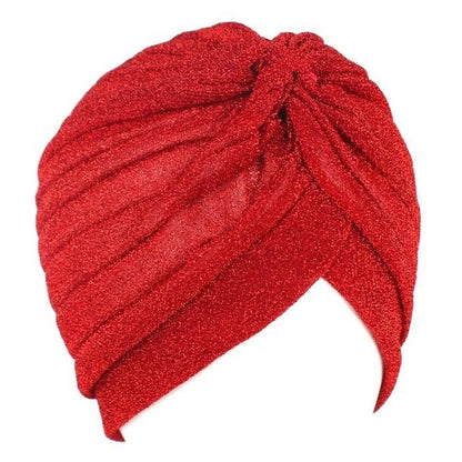 Autumn Winter Warm Headwear Soft Shine Silver Gold Lightweight Knot Twist Turban Headbands Cap Casual Streetwear Hats For Women