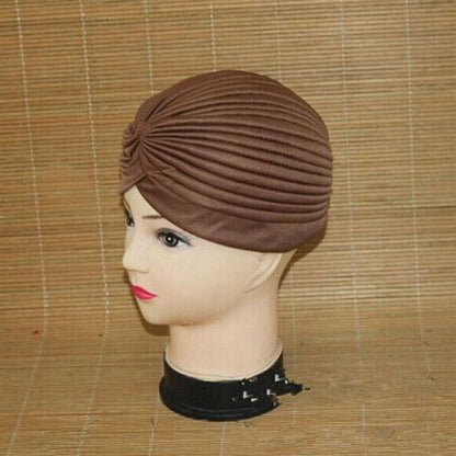 Autumn Winter Warm Headwear Soft Shine Silver Gold Lightweight Knot Twist Turban Headbands Cap Casual Streetwear Hats For Women
