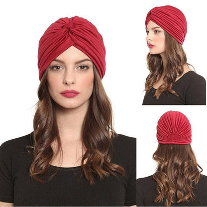 Autumn Winter Warm Headwear Soft Shine Silver Gold Lightweight Knot Twist Turban Headbands Cap Casual Streetwear Hats For Women