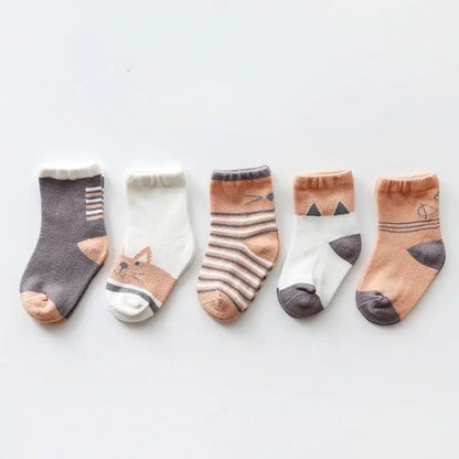 Baby Girls Cotton Cartoon Autumn Socks For Newborn Toddler Unique Style Soft Material Cute Colors