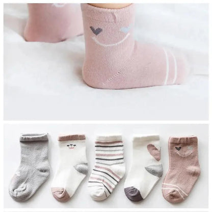 Baby Girls Cotton Cartoon Autumn Socks For Newborn Toddler Unique Style Soft Material Cute Colors