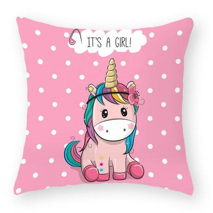Baby Shower Unicorn Pillow Case Decorative Cute Pillowcase Pillow Protector Cushion Girl Unicorn Flowers Rose Pillow Case Sofa Bed Pillow Cover Prefect Gifts For Kids Party 45x45CM