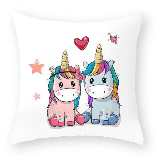 Baby Shower Unicorn Pillow Case Decorative Cute Pillowcase Pillow Protector Cushion Girl Unicorn Flowers Rose Pillow Case Sofa Bed Pillow Cover Prefect Gifts For Kids Party 45x45CM