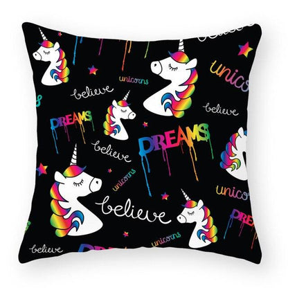 Baby Shower Unicorn Pillow Case Decorative Cute Pillowcase Pillow Protector Cushion Girl Unicorn Flowers Rose Pillow Case Sofa Bed Pillow Cover Prefect Gifts For Kids Party 45x45CM