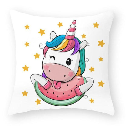 Baby Shower Unicorn Pillow Case Decorative Cute Pillowcase Pillow Protector Cushion Girl Unicorn Flowers Rose Pillow Case Sofa Bed Pillow Cover Prefect Gifts For Kids Party 45x45CM
