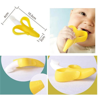 Baby Teether Toys Toddle Safe Banana Teething Ring Silicone Chew Dental Care Toothbrush Nursing Beads Gift For Infant