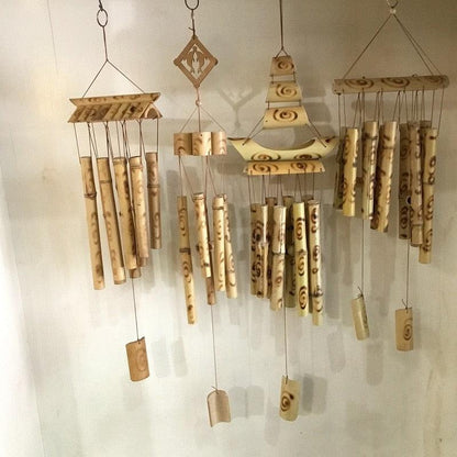 Bamboo Wind Chimes Pendant Balcony Outdoor Yard Garden Home Handmade Craft Wind Chimes With Rotating Hook Outdoor Decor Wind Chimes for Garden Patio Yard Home Antique Tubes Bell Handmade Wind Chime Wall Hanging Crafts Gift