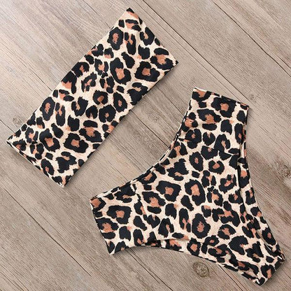 Bandage Bikini Swimwear Women Swimsuit High Waist Bikini Set Bathing Suit Push Up Women's Spaghetti Strap Bandeau Lace Up High Waist 2PCS Bikini Set