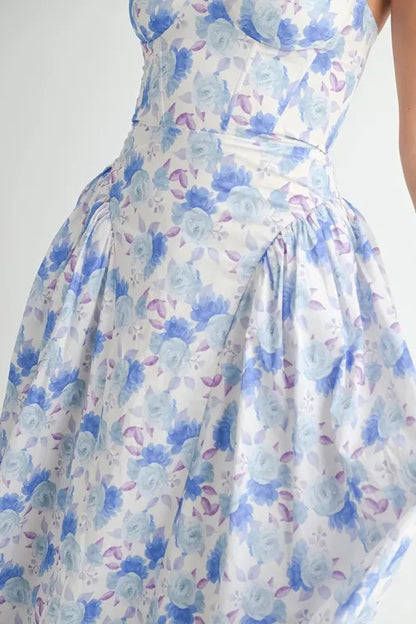 Sweetheart Neckline Floral Printed Midi Dress – Floral Midi Dress, Sweetheart Neckline Dress, Romantic Midi Dress, Feminine Floral Dress, Elegant Midi Dress