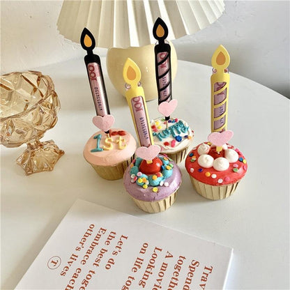 Bear Candle Birthday Cake Props Topper Card Cute Fantasy Cup Dessert Smiley  Love Bear  Table Dress Up Cake Props Party Cake Decor Supplies Toppers Birthday Cupcake Topper Various Cake Decorations for Birthday Party Photo Prop