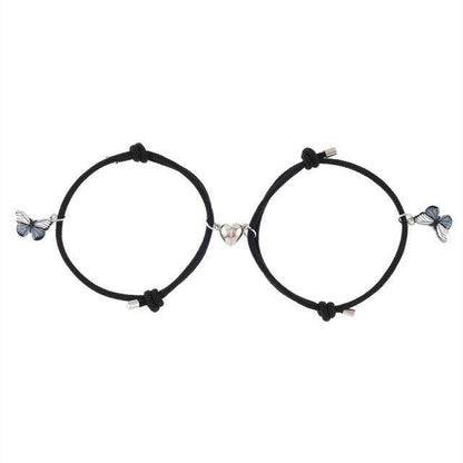 Beautiful Bracelets Set For Couple Mutual Attraction Braided Rope Couple Bracelets Blue Butterfly Relationship Matching Bracelet Set Heart Magnet Mutual Attraction Rope Bracelets Lover Gifts For Best Friend Women Men
