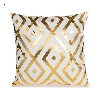 Beautiful Gold Print Pillow Cover Home Cotton Modern Decorative Pillowcase Gold Cushion Cases Decorative Cushions For Sofa Seat Covers Pillow Case