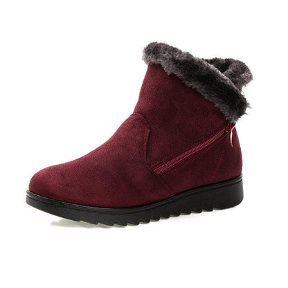 Beautiful Red Womens Ankle Boots New Fashion Waterproof Platform Winter Warm Snow Boots Outdoor Warm Mid-Calf Boot Non-Slip Water Resistant Winter Cold Weather Elegant Shoes