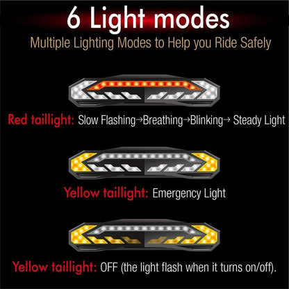 Bicycle Alarm Taillight Anti Theft USB Rechargeable Bicycle Rear Tail Light Turn Signal Warning Cycling Light Bike Alarm With Remote Rechargeable Rear Bike Light Waterproof Auto ON/Off Bicycle Lights Bike Turn Signals Brake Light