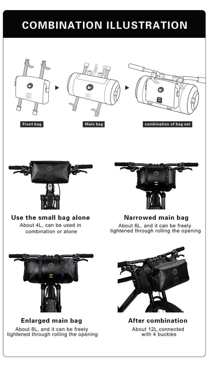 Bicycle Bag Waterproof Big Capacity Handlebar Bag 2 Piece Front Tube Cycling Bag  Bike Accessories Bike Bag Waterproof Bike Handlebar Bag Bicycle For Sport Bicycle Cycling Accessories