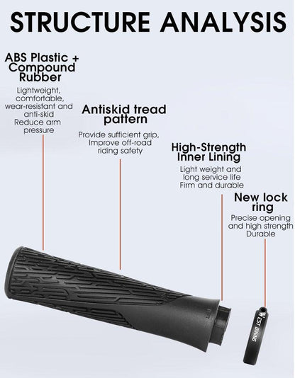 Bicycle Handlebar Grips Cycling Bicycle Accessories Non-Slip Bicycle Handlebar Grips Bike Handle Ergonomic Shockproof Bicycle Handle Grip With Adjustable Aluminum Lock For Mountain Bike